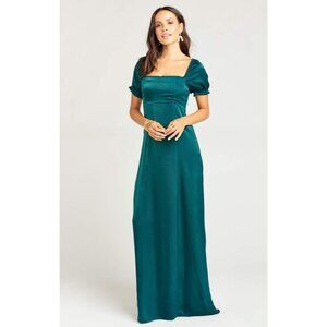 Show me Your Mumu Brittany Satin Maxi Dress Womens Size L Dark Emerald Holiday